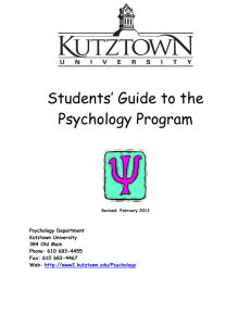 The Psychology Major - Kutztown University