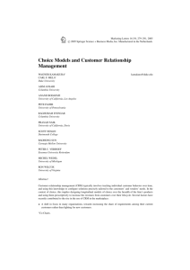 Choice Models and Customer Relationship Management