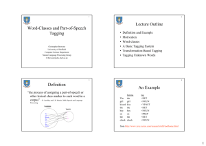 Word-Classes and Part-of-Speech Tagging Lecture Outline