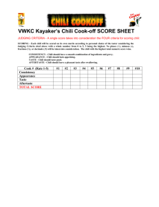 VWKC Kayaker's Chili Cook-off SCORE SHEET