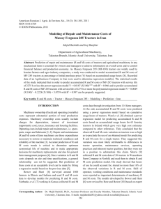 Modeling of Repair and Maintenance Costs of Massey Ferguson