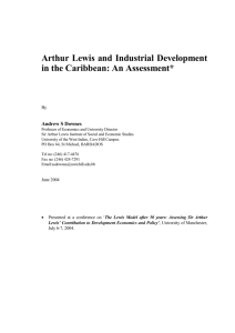 Arthur Lewis and Industrial Development in the Caribbean: An