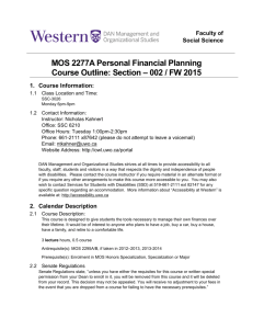 MOS 2277A Personal Financial Planning Course Outline: Section