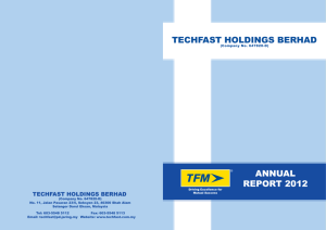 TECHFAST HOLDINGS BERHAD ANNUAL REPORT 2012