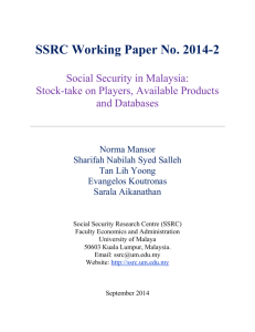 SSRC Working Paper No. 2014-2 - Social Security Research Centre