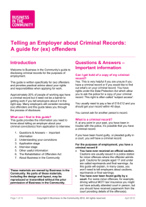 Telling an Employer about Criminal Records