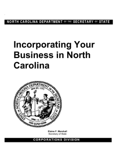 Incorporating Your Business in North Carolina