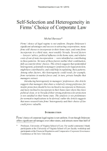 Self-Selection and Heterogeneity in Firms' Choice of Corporate Law