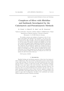 Complexes of Silver with Histidine and Imidazole Investigated by the