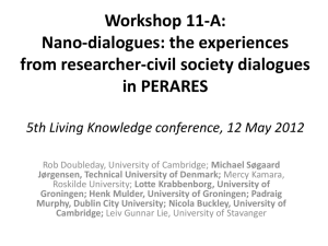 Workshop 11-A: Nano-dialogues: the experiences from researcher
