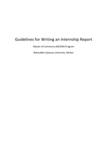 Guidelines for Writing an Internship Report