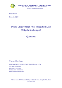 Potato Chips/French Fries Production Line (30kg/hr final output