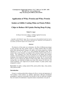 Application of Whey Protein and Whey Protein Isolate as