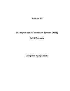 Section III Management Information System (MIS) MIS