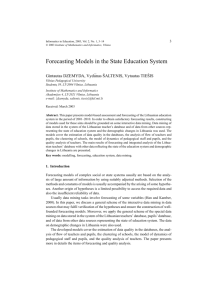 Forecasting Models in the State Education System