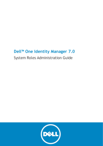 Dell One Identity Manager Administration Guide for System Roles