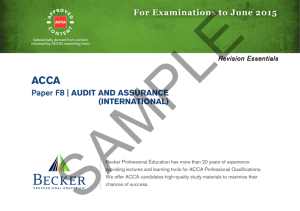For Examinations to June 2015 Paper F8 | AUDIT AND