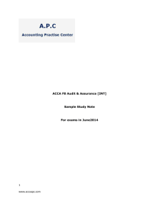 1 www.accaapc.com ACCA F8 Audit & Assurance [INT] Sample
