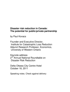 Disaster risk reduction in Canada: The potential for public/private