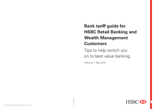 Bank tariff guide for HSBC Retail Banking and Wealth Management