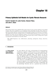 Chapter 18 Primary Epithelial Cell Models for Cystic Fibrosis Research