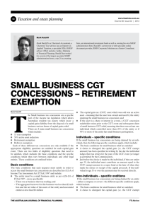 SmALL bUSINESS cGT cONcESSIONS – RETIREmENT ExEmPTION