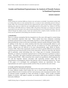 Gender and Emotional Expressiveness: An Analysis of Prosodic
