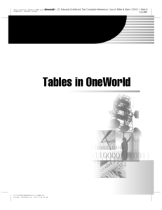 Tables in OneWorld