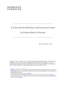 U.S. Securities Offerings and Exchange Listings by Foreign Private