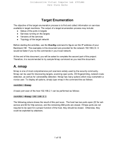 Target Enumeration A. nmap