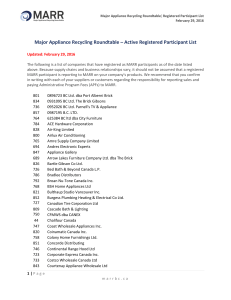 Registered Participant List - Major Appliance Recycling Roundtable