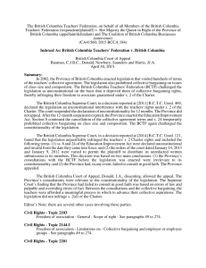 The British Columbia Teachers' Federation, on behalf of all