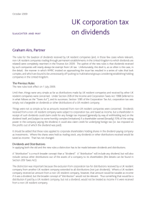 UK corporation tax on dividends Oct 2009