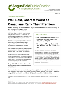 Wall Best, Charest Worst as Canadians Rank Their Premiers