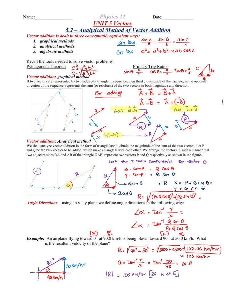 physics-11-unit-5-vectors-5-2-analytical-method-of