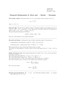 Financial Mathematics 2: Facts and — Mostly — Formulas