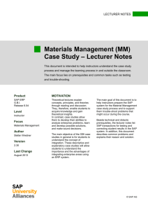 Materials Management (MM) Case Study