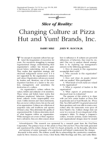 Changing Culture at Pizza Hut and Yum! Brands, Inc.