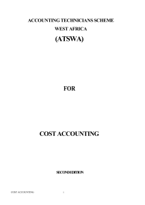 cost accounting - Institute of Chartered Accountants of Nigeria