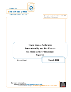 Open Source Software: Innovation By and For Users