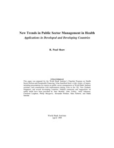 New Trends in Public Sector Management in Health
