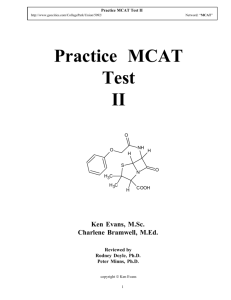 Practice MCAT Test II - MCAT Prep.Net: Helping You Get Prepared