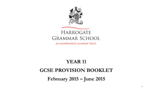 YEAR 11 GCSE PROVISION BOOKLET February 2015 – June 2015