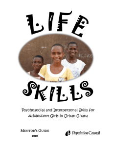 Life skills: Psychosocial and interpersonal skills for adolescent girls