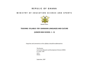Teaching syllabus for Ghanaian languages and culture: Junior high
