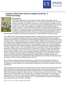Institute of Education Archives Subject Guide No. 5 Child Psychology