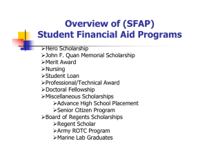Overview of (SFAP) Student Financial Aid Programs