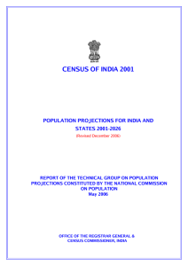 census of india 2001 population projections for india and states