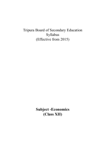 Subject -Economics (Class XII) - Tripura Board of Secondary