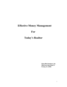 Effective Money Management For Today's Realtor